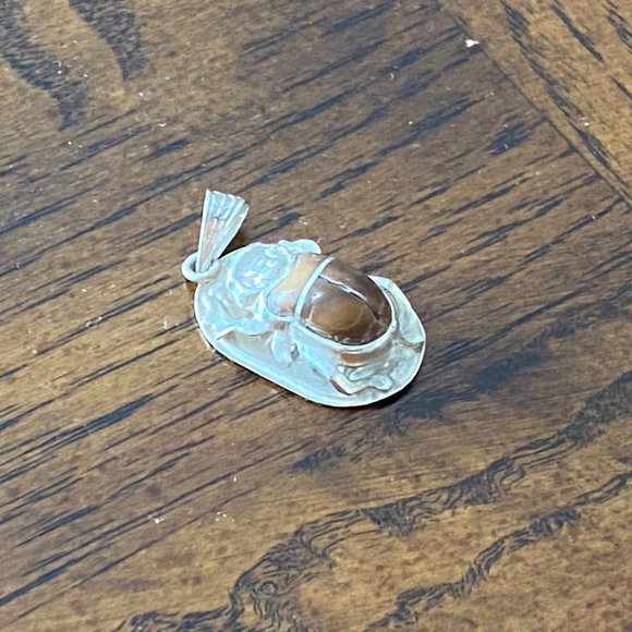 Sliver Scarab Amulet with Symbols from Ancient Egypt - Picture 11 of 11